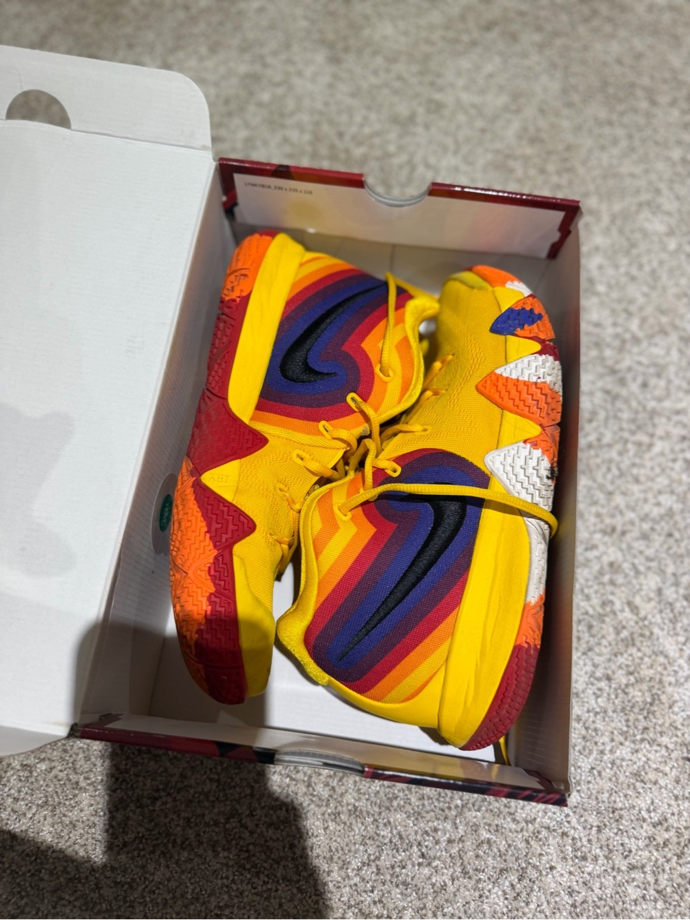 Nike Red and Black Kyrie 4 Shoe Box